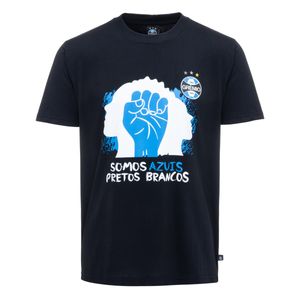 Camiseta Preta Somos Azuis, Pretos e Brancos