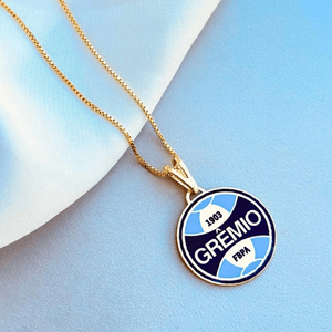 Pingente símbolo do Grêmio colorido folheado em ouro 18k