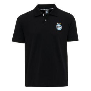 Camsa Pólo Grêmio Masculina Casual Preta