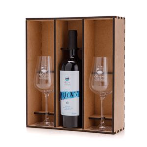 Kit Vinho 1903 Merlot c/ Taças e Caixa de Madeira