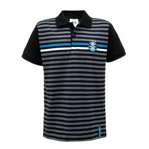 Camiseta Polo Listrada Preta Infantojuvenil