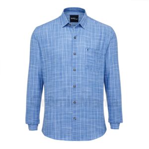Camisa M/L Black White & Blue Azul Xadrez