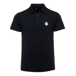 Camisa Polo Zíper Preta Masculina