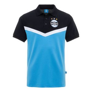 Camisa Masculina Polo Piquet Azul Celeste/Preto