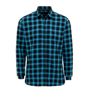 Camisa Social BWB Manga Longa Xadrez Turquesa