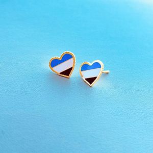 Brinco De Pino Coração Tricolor 18K