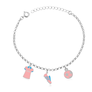 Pulseira De Elos Infantil Baby Chuteira Prata 925