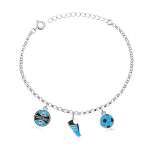 Pulseira De Elos Simbolo Chuteira e Bola Prata 925