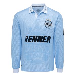 Camisa Masculina Manda Longa Retrô 1995 Celeste